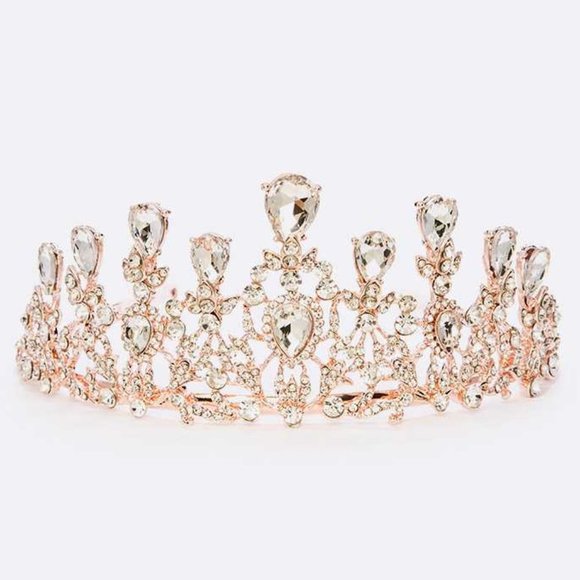 Crystal Bridal Statement Tiara - Rose Gold - Picture 1 of 1